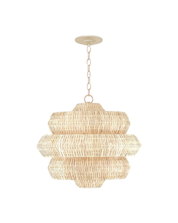 Currey & Company Antibes Grande White Chandelier - Stunning Bleached Rattan Design With 18 Lights For Bright Elegance Natural Rattan ,Wrought Iron 9000-1316-currey-company