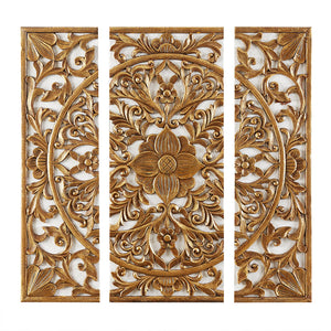 Madison Park Gold Medallion Transitional Triptych 3-piece Dimensional Resin Canvas Wall Art Set MP95C-0185 Gold