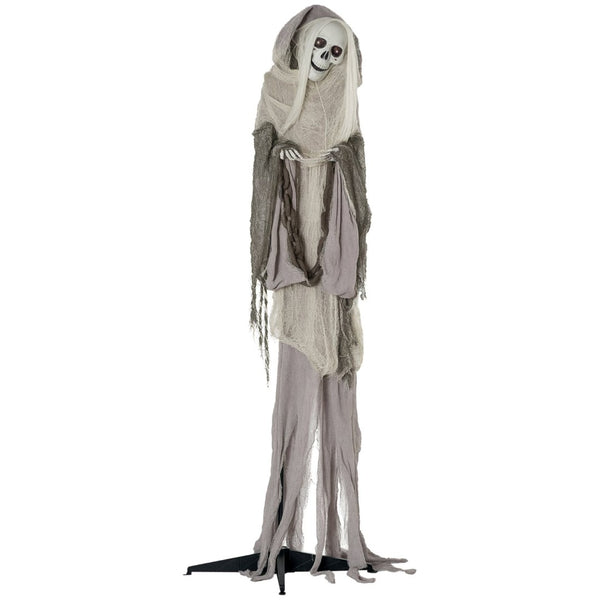 English Elm Outdoor Animatronic Skeleton Witch Prop with Glowing Eyes Motion Activated Halloween T3971P382650