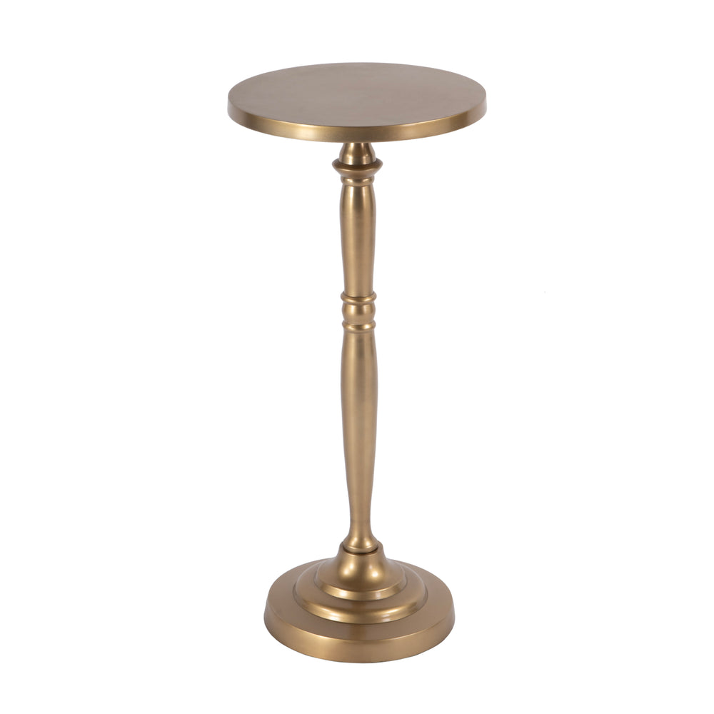 Butler Specialty Langford Indoor Round Metal Pedestal Side Table With Elegant Black Finish And Gold Accents Antique Gold Aluminum 4325226-butler