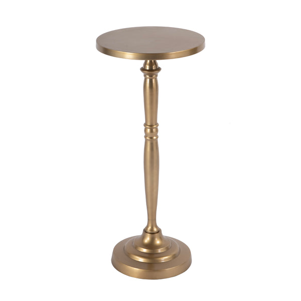 Butler Specialty Langford Indoor Round Metal Pedestal Side Table With Elegant Black Finish And Gold Accents Antique Gold Aluminum 4325226-butler