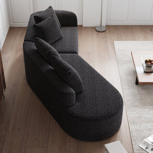 English Elm Modern Oversized Chenille Sectional Sofa - 112-Inch Curved Cloud Couch With 4 Pillows For Cozy Living W834P323319