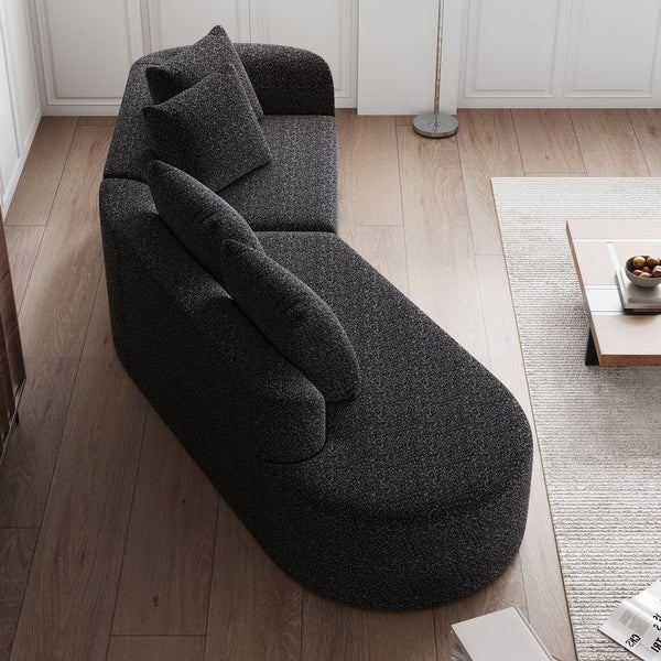 English Elm Modern Oversized Chenille Sectional Sofa - 112-Inch Curved Cloud Couch With 4 Pillows For Cozy Living W834P323319