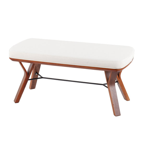 English Elm Folia Upholstered Mid-century Bench with Tapered Wood Legs for Bedroom or Entryway B202S01153