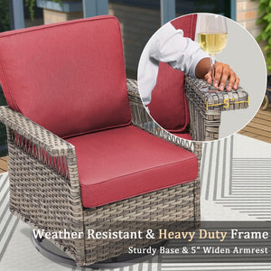 English Elm 2 Outdoor Swivel Rocker Patio Chairs High Back Deep Seat Olefin Cushions Steel Base Red T3773P416508