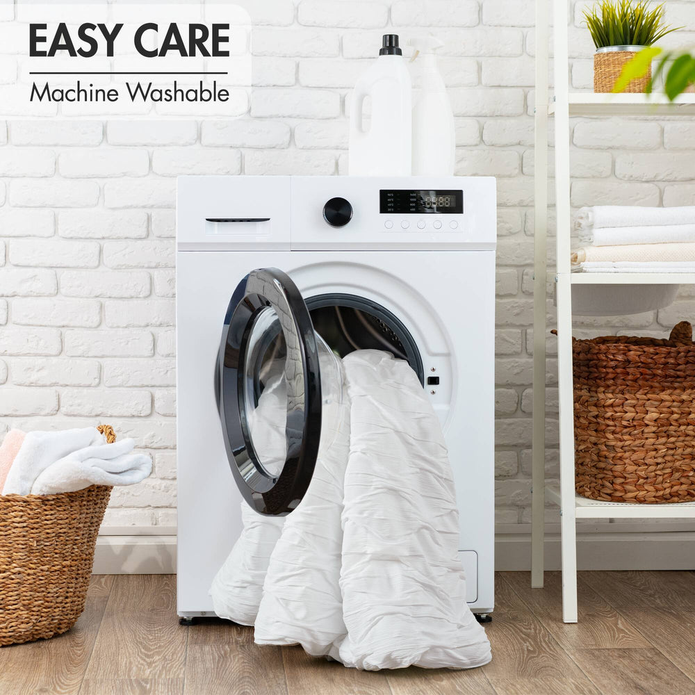 JLA Home Comfort Spaces - Diamond Ruched Ogee Pleat Comforter Set — Crinkle Texture, OEKO‑TEX Certified, Lightweight All‑Season Cozy Elegance White AM10-0159