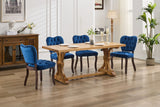 English Elm French Vintage Tufted Upholstered Fabric Dining Chair,Set Of 2,Blue,Sw1869Bl