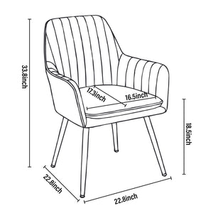 English Elm Velvet Mid-Back Dining Chairs Set of 2 with Gold Plated Legs, Plush Upholstery, Removable Cushions, Ergonomic Support Grey W3394P329175