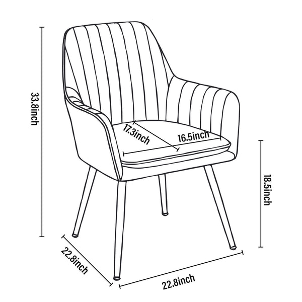 English Elm Velvet Mid-Back Dining Chairs Set of 2 with Gold Plated Legs, Plush Upholstery, Removable Cushions, Ergonomic Support Grey W3394P329175