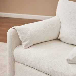 English Elm 001 Ivory White Swivel Accent Chair 360° Rotating Chenille Lounge Seat with High-Resilience Cushion, Ergonomic Reading Sofa for Living Room Office Bedroom 250LB Capacity W2636P231538