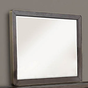 English Elm Mirror Antique Brown Dresser Mirror with Beveled Glass, Solid Wood Frame, Vintage Finish Elegance B2699P208265