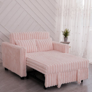 English Elm 3 in 1 Convertible Sleeper Sofa Bed with Plush Fabric, Spring Support, Cozy Skin-Friendly Comfort Light Pink W1767P195963