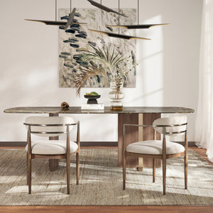 English Elm Jennifer Taylor Home - Artemis Plush Upholstered Dining Arm Chair in Warm White Chenille with Rubberwood Frame & Brushed Nickel Accents B2719P269267