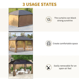 English Elm 164.5" Outdoor Gazebo Steel Dome Roof Aluminum Frame with Privacy Curtains Ceiling Hooks T3971S00072