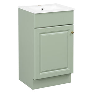 English Elm [video] Compact Sage Green Bathroom Vanity with Ceramic Sink Soft Close Cabinet N759P237932G