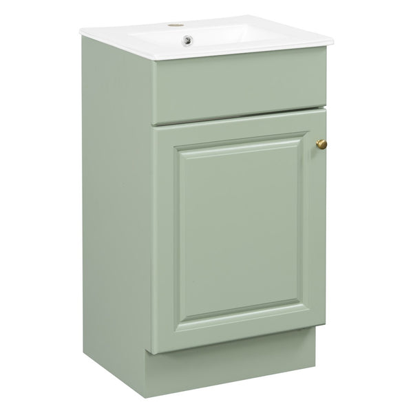English Elm [video] Compact Sage Green Bathroom Vanity with Ceramic Sink Soft Close Cabinet N759P237932G