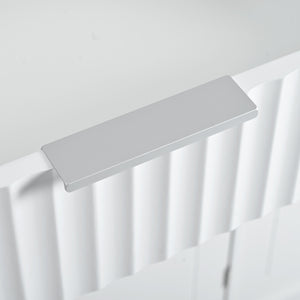 English Elm K&K Fluted Kitchen Island Cart with Tilt-Out Trash, Charging Station, Hidden Wheels & Ample Storage White N707P221571W