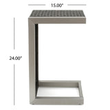 Christopher Knight Home® - Noble House - Cape Coral Modern Wicker C-Shaped End Table, Gray and Silver