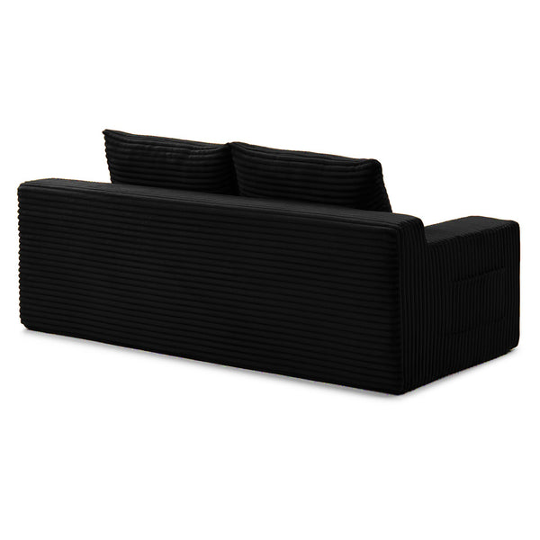 English Elm Memory Foam Cloud Loveseat with Pull-Out Bed, Convertible Floor Sofa Bed for Small Spaces and Guests Black W2677P395122