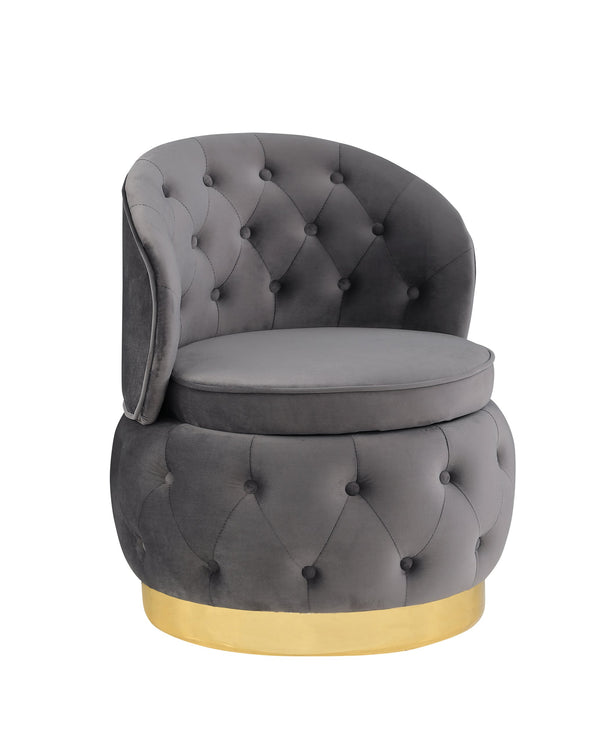English Elm 360 Degree Swivel Cuddle Barrel Accent Storage Chairs Plush Velvet Round Armchair with Hidden Storage and Luxurious Comfort Gray W1420P198928