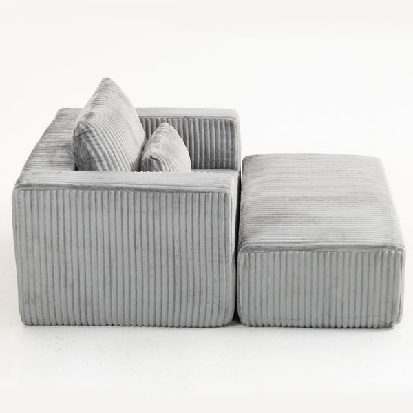English Elm Oversized Corduroy Floor Lounge Chair with Modular Ottoman All Foam Deep Seat Grey W3326S00029