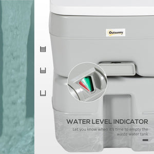 English Elm Outsunny Portable Toilet For Camping & Travel, 5.3 Gallon, Anti-Leak Pump, Level Indicator & More! W2225P200494-GIGA