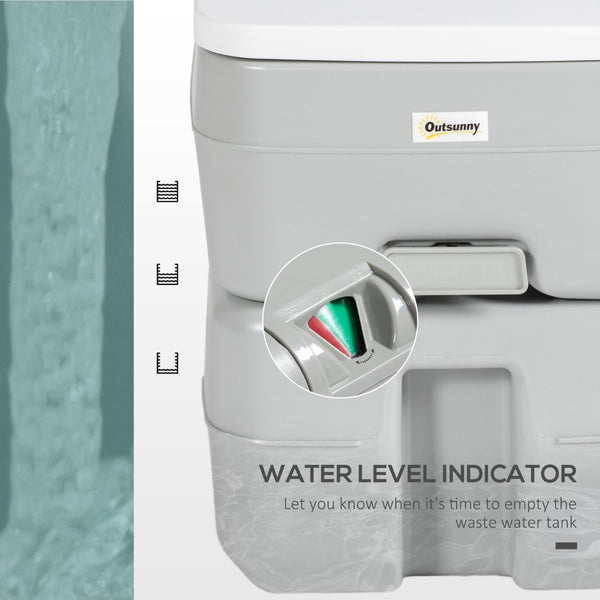 English Elm Outsunny Portable Toilet For Camping & Travel, 5.3 Gallon, Anti-Leak Pump, Level Indicator & More! W2225P200494-GIGA