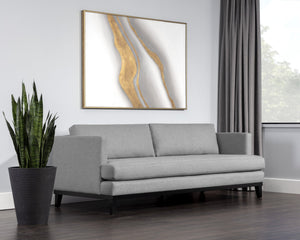 Sunpan Kaius Sofa - Eco-Friendly Mid-Century Modern Design with Durable Performance Fabric and Walnut Legs Limelight Silver