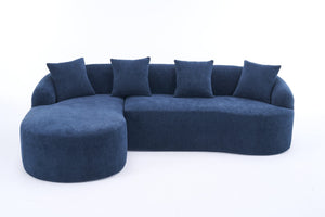 English Elm Compression Compression Sponge Sofa Curved Modular Sectional with 30D High-Density Chenille Sleeper for Cozy Apartment Living Room Comfort and Safe Rounded Design Navy Blue W2231S00030