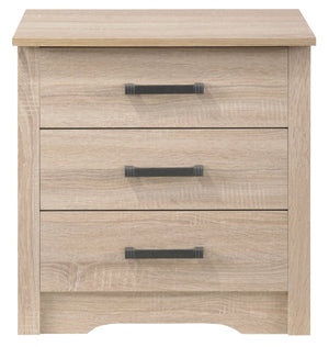 English Elm Sandle Wood Contemporary Nightstand Brown — Compact 23"H x22"W x18"D, Sturdy Particleboard, Sleek Surface, Quick Assembly B078107864