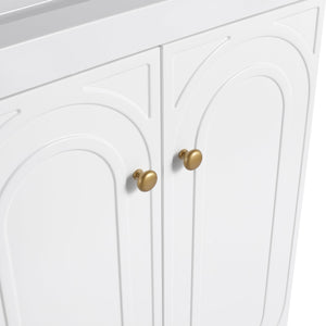 English Elm 24" Freestanding Bathroom Vanity with Integrated Basin Design, Adjustable Shelf & 3 Metal Handles, Eco Plywood Finish White W999P241064