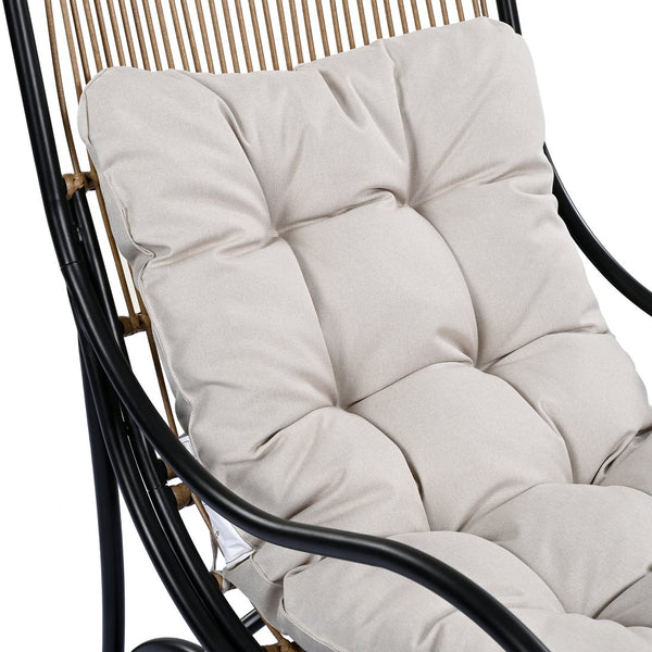 English Elm Christopher Knight Home® - 3 Piece Wicker Patio Set with Cloud-Like Cushions, Acacia Top Table, Rust-Resistant Steel Frame Beige,Black+Natural N780P209442N