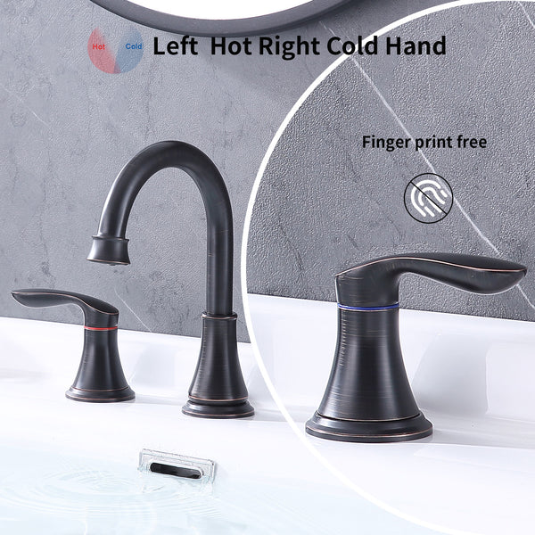 English Elm 2-Handle Widespread Bathroom Sink Faucet In Oil-Rubbed Bronze With 360° Swivel Spout & Drain Assembly T3177P277548