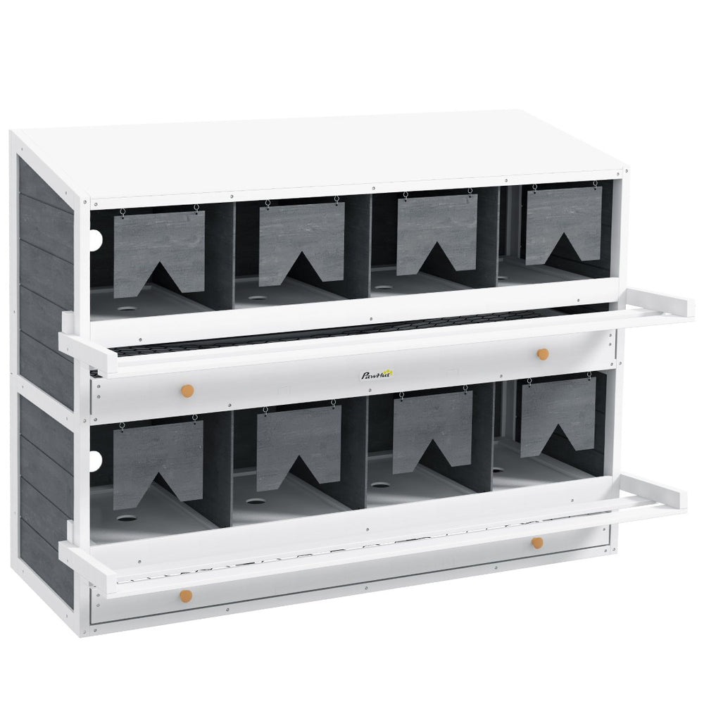 English Elm Pawhut Eight Compartment Fir Wood Roll Out Nesting Box with Perches for Backyard Hens W2225P485578