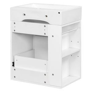 English Elm 20-Inch Compact Bathroom Vanity with Ceramic Sink, Wall-Mounted MDF Cabinet, Modern Space-Saver Design White N725P314023K