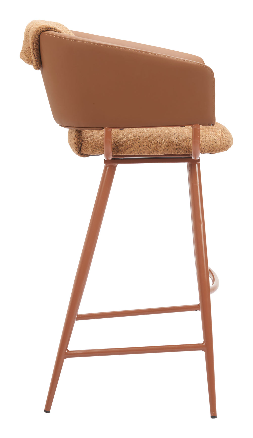 Zuo Modern Juno Barstool Set Of 2 - Modern Brown Design, Sleek Faux Leather, Ideal For Hospitality Spaces Brown 100% Polyester,Pvc,Plywood,Steel 110867-zuo-modern