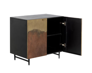 Sunpan Auburn Nightstand With Antique Brass Ombre Finish, Unique Artisan Craftsmanship For Global Style Black Iron 111819