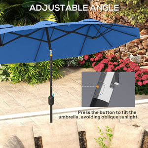English Elm Outsunny 9.5 Ft Double Sided Patio Umbrella with Vented Steel Frame Crank Tilt W2225P485595