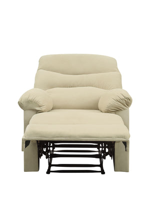 English Elm Beige Recliner Chair With Pillow-Top Armrests – Cozy Microfiber Upholstery For Ultimate Comfort B062P215431