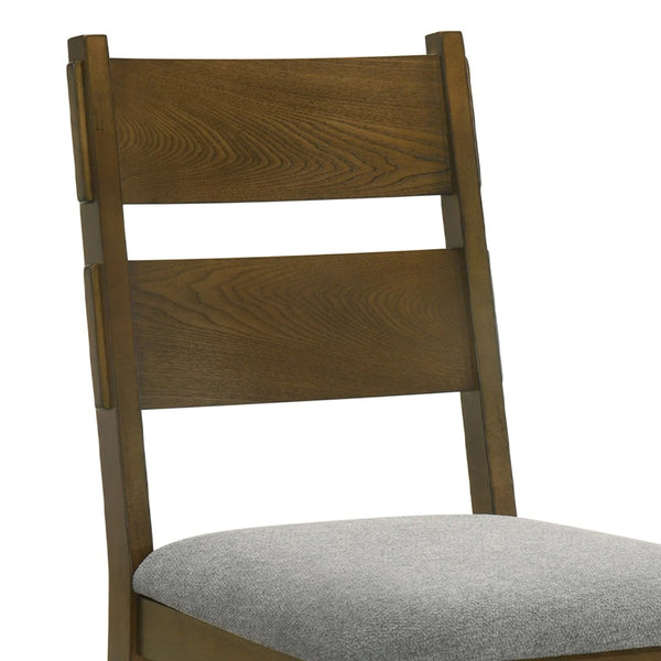 English Elm Lyoi Ladder Back Dining Chairs Set of 2 Gray Upholstered Seat Solid Wood Frame B056P417076