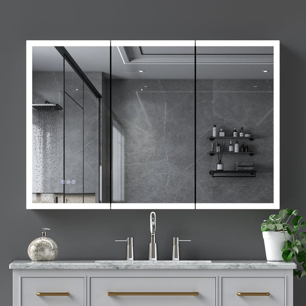 English Elm Led Lighted Medicine Cabinet With Anti-Fog Mirror, Adjustable Brightness & 3 Color Temperatures W3735P374361