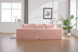 English Elm Oversized Corduroy Cloud Couch Convertible Sleeper Sofa with Memory Foam Seating Pink W395S00121