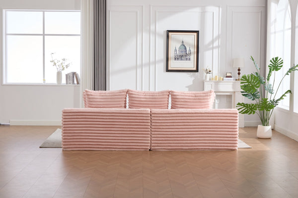 English Elm Oversized Corduroy Cloud Couch Convertible Sleeper Sofa with Memory Foam Seating Pink W395S00121
