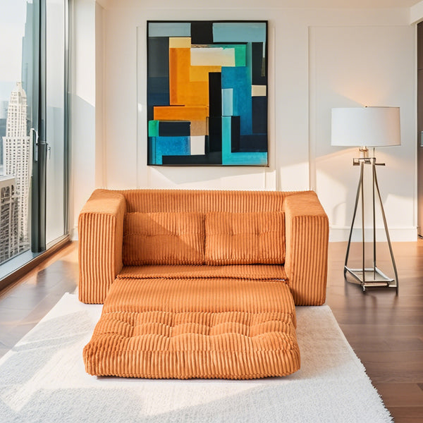 English Elm Loveseat Convertible Sofa Bed - Memory Foam Comfort, No Assembly, Stylish Corduroy For Small Spaces W2959P379139