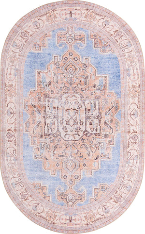 Unique Loom Timeless Judas Machine Made Medallion Rug Blue, Beige/Ivory 5' 1" x 8' 0"