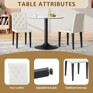 English Elm 4-pack PU dining chairs with ergonomic buckle backrest, high-density sponge seat, gold metal legs elegant luxury White+Black W1151P295718