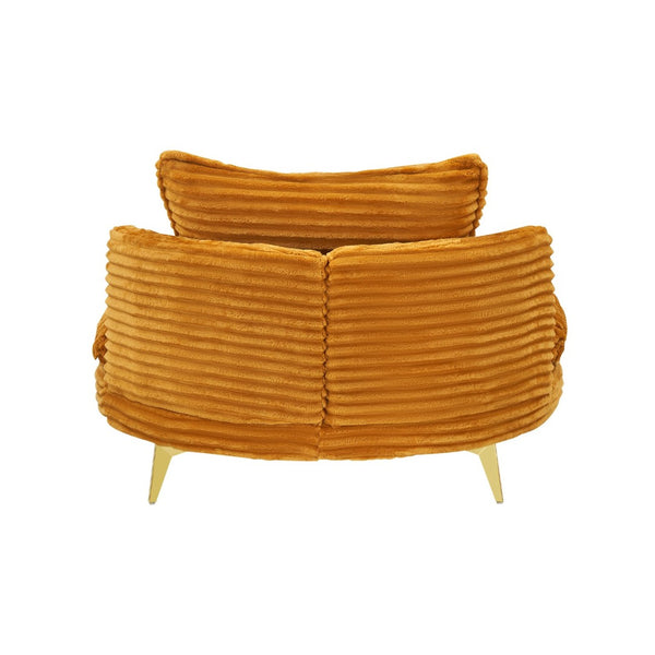 English Elm 65.00 Inch Mid-century Corduroy Loveseat with Gold Tapered Legs for Apartment Living Yellow W1658P212860