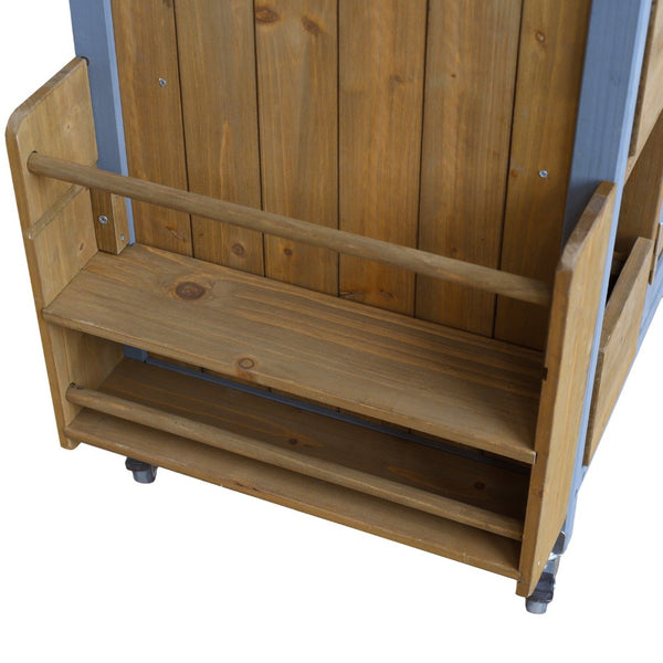 English Elm 54.33" Farmhouse Outdoor Kitchen Cart Solid Fir Frame Steel Top Storage Bbq Prep Blue Gray,Walnut Brown N767P379702B