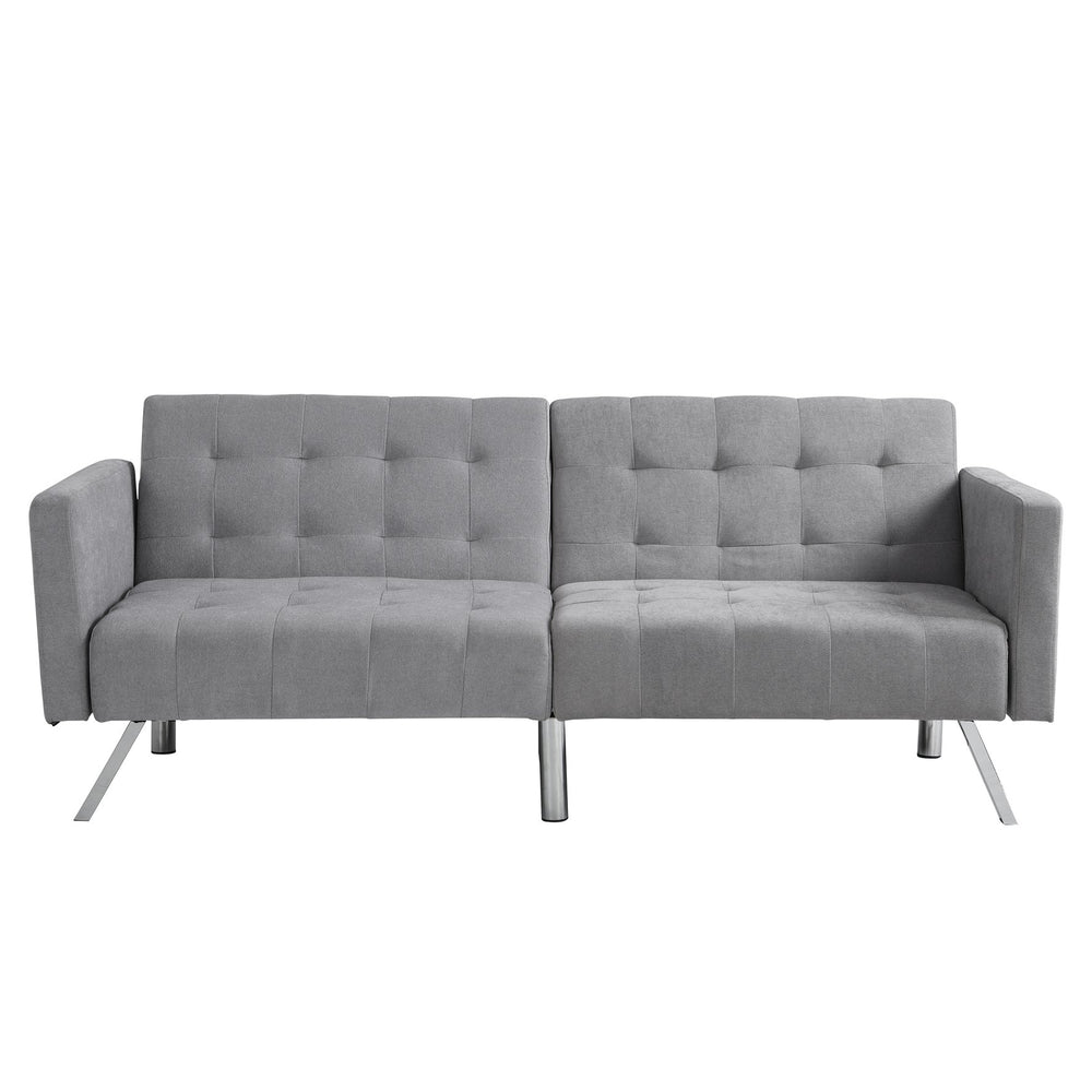 English Elm Sofa Convertible Linen Sofa Bed with Split-Back Recline, 3 Positions, Breathable Comfort for Small Spaces LIGHT GREY 41.3 L x 34.7 W x 8.2 H W2297S00006