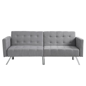 English Elm Sofa Convertible Linen Sofa Bed with Split-Back Recline, 3 Positions, Breathable Comfort for Small Spaces LIGHT GREY 41.3 L x 34.7 W x 8.2 H W2297S00006